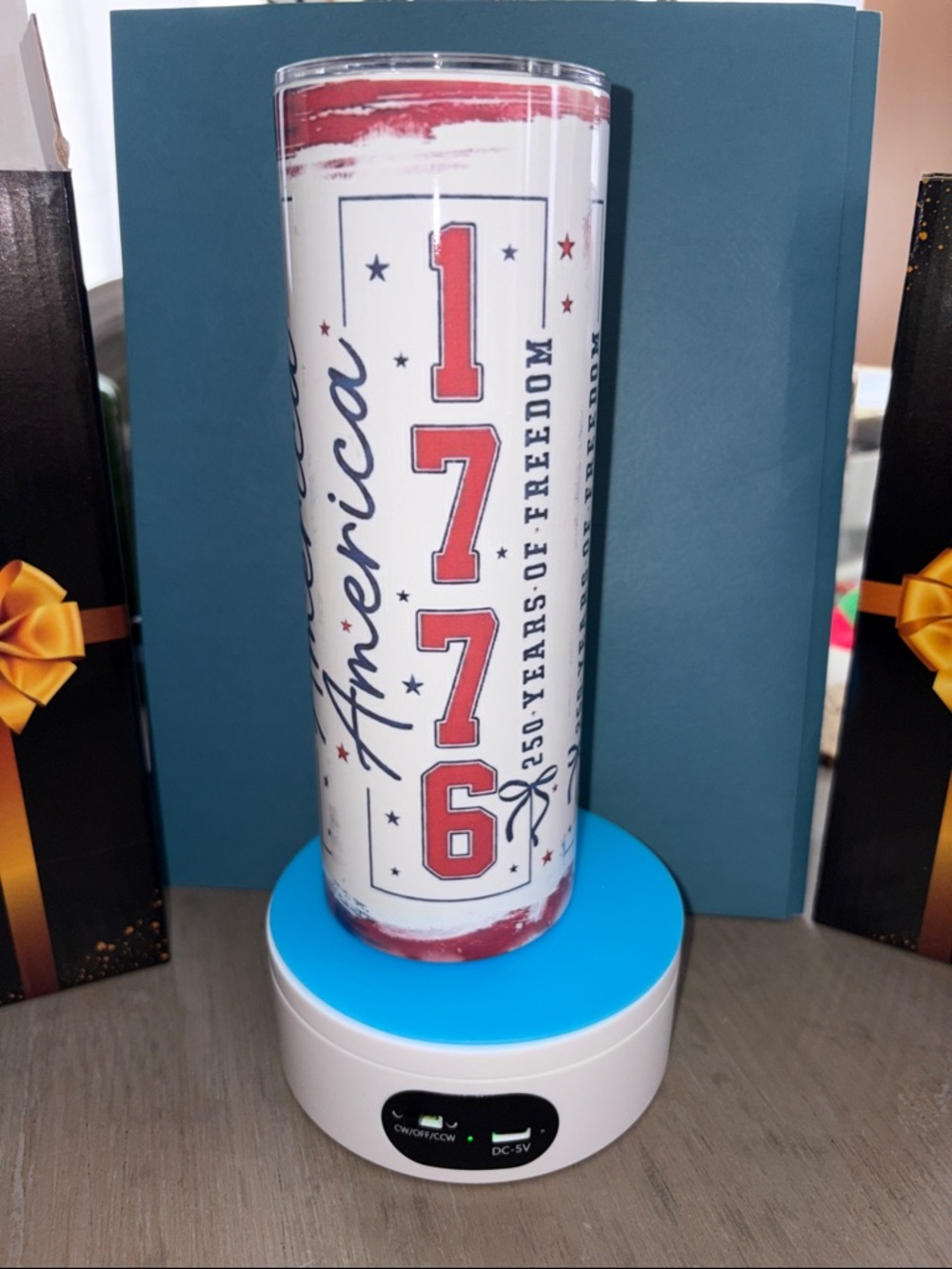 Patriotic 1776 Stainless Tumbler - White & Red 250 years freedom USA